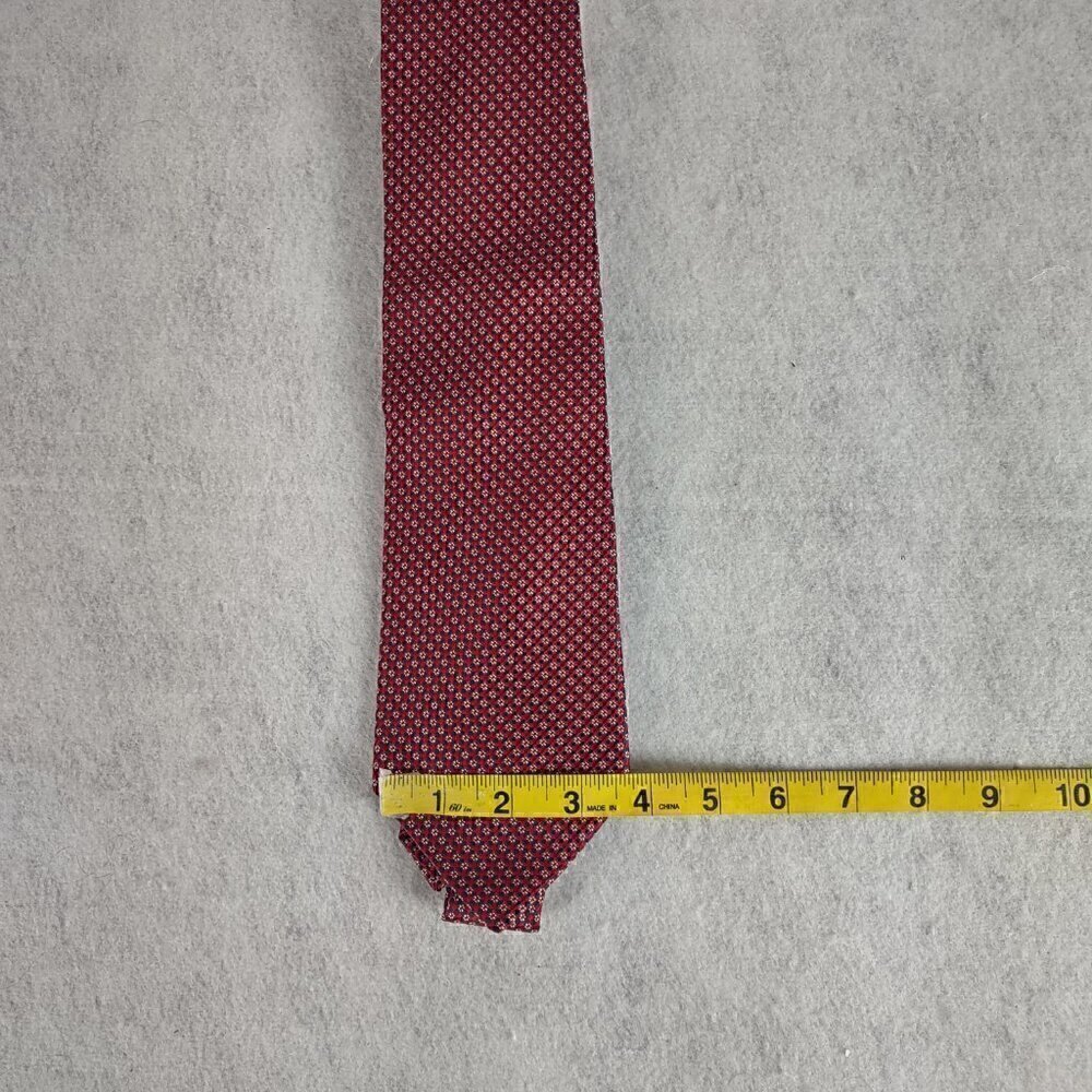 Club Room by Charter Club Burgundy,  White, Blue 100% U.S.A Made Silk Necktie - Picture 6 of 8